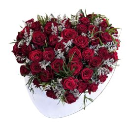 VÖRÖS RÓZSA NAGY SZÍV BOXBAN 48 SZÁLAS 
